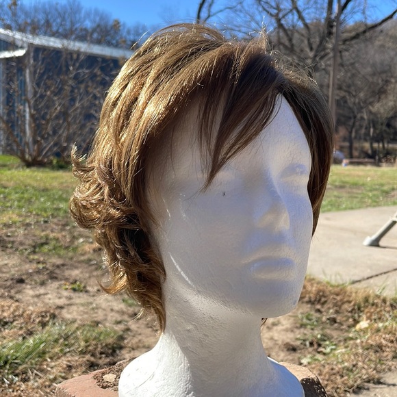 NWT 8” brown wig side part golden brown medium ash brown wig tousled curl back - Picture 2 of 10